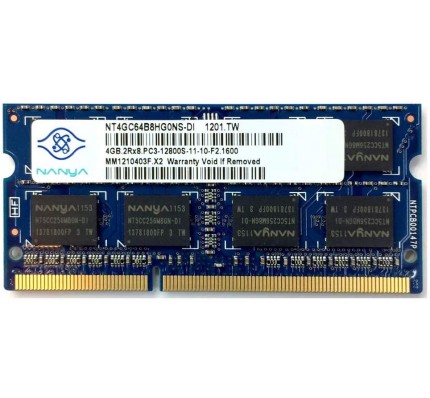 Оперативная память Nanya 4GB DDR3 2Rx8 PC3-12800S SO DIMM (NT4GC64B8HG0NS-DI) / 8214