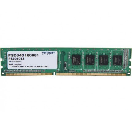 Оперативная память Patriot DDR3 4Gb 1Rx8 PC3-12800U (PSD34G160081) / 8308