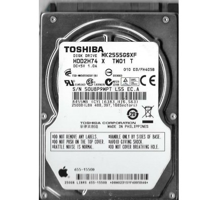Жесткий диск TOSHIBA 250Gb 5400RPM 2.5" SATA (MK2555GSXF) / 10981