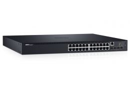 Комутатор Dell Networking N1524P, PoE+, 24x 1GbE + 4x 10GbE SFP+ fixed ports, Stacking, IO to PSU airflow, AC, LLW