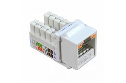 Модуль EPNew KeyStone RJ45 UTP, кат. 6, 110, Slim, W - 16.6 мм, белый, под ключ (6KTVMK-U0WH)
