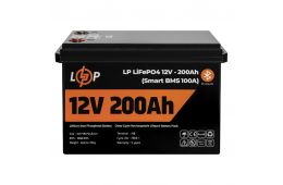 Акумулятор LP LiFePO4 12V (12,8V) - 200 Ah (2560Wh) (Smart BMS 100А) з BT пластик для ДБЖ 20198