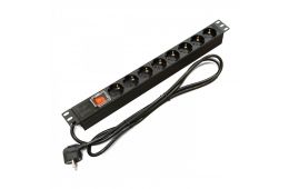 Блок розеток на 8 роз. нім. станд., 16А, 1U, з вимикачем, шнур 1.8 м (KD-GER(16)N1008WKPDY30W19A)
