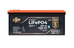 Акумулятор LP LiFePO4 25,6V - 230 Ah (5888Wh) (BMS 200A/100А) пластик Smart BT