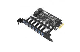 Контроллер [7 ports x USB 3 Gen1] TISHRIC Hub Expansion Adapter Card PCIe x1 (USB3-7p-to-PCIe-x1)