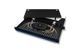 Патч-панель Corning LAN1 с 24xLC Duplex адапт., 48 пигтейл., сплайс-кассетами, SM, OS2, 1U (LAN1-48AE-PGTL-B)