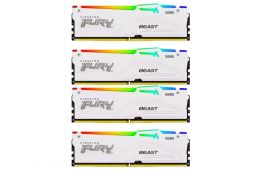 Модуль памяти для компьютера DDR5 128GB (4x32GB) 5600 MHz FURY Beast RGB White Kingston Fury (ex.HyperX) (KF556C40BWAK4-128)