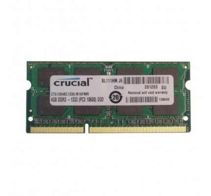 Оперативная память Crucial 4GB DDR3 PC3-10600S SO-DIMM (CT51264BC1339.M16FMR)