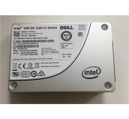 SSD диск DELL/INTEL 800GB MLC SATA 2.5" 6Gb/s SSD DC S3610 ENTERPRISE CLASS (9F3GY) / 3717